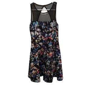 AQUA Size Medium Colorful Polyester Dress with Black Sheer (M)